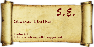 Stoics Etelka névjegykártya